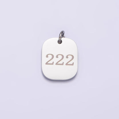 Stainless Steel Angel Number Numerology Engraved 14mm Silver Tag Charm P-579-P-587