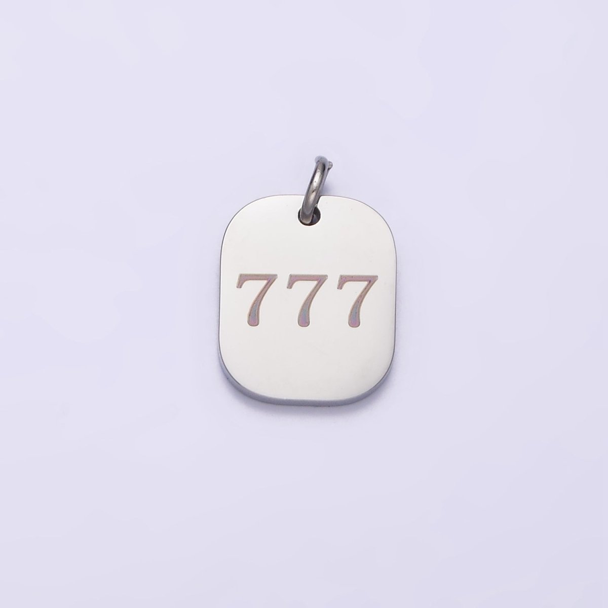 Stainless Steel Angel Number Numerology Engraved 14mm Silver Tag Charm P-579-P-587