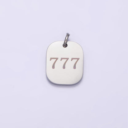 Stainless Steel Angel Number Numerology Engraved 14mm Silver Tag Charm P-579-P-587