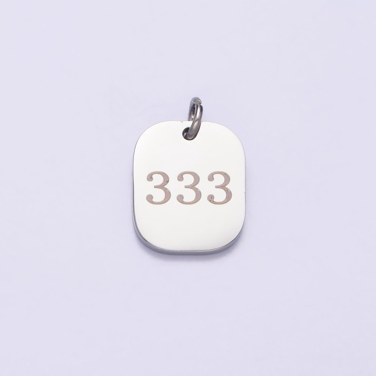 Stainless Steel Angel Number Numerology Engraved 14mm Silver Tag Charm P-579-P-587