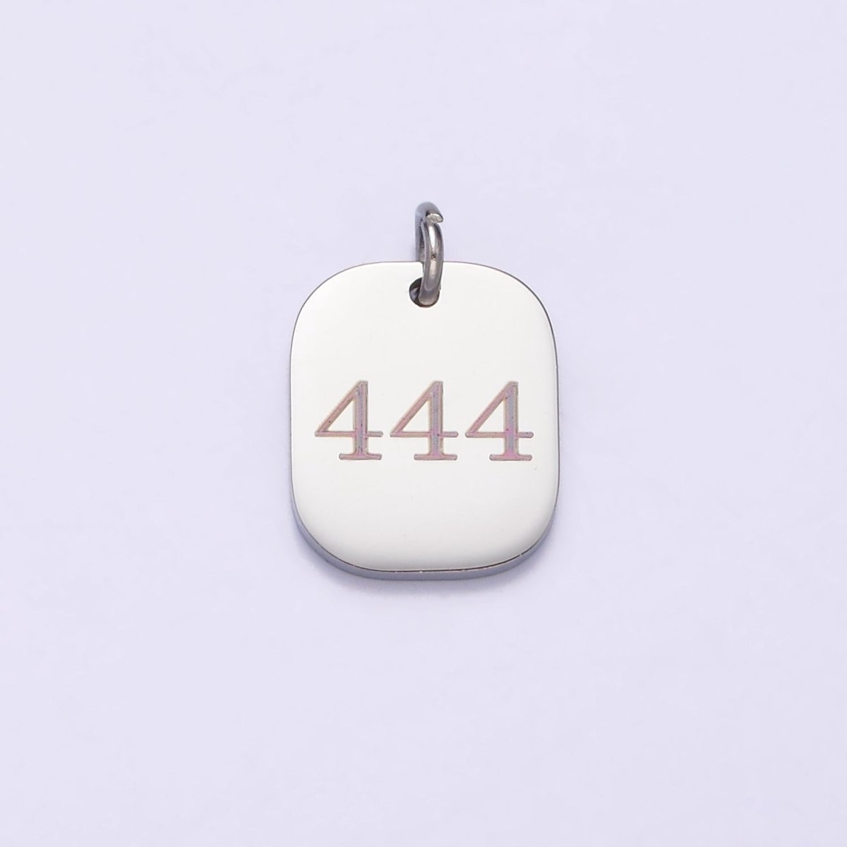 Stainless Steel Angel Number Numerology Engraved 14mm Silver Tag Charm P-579-P-587