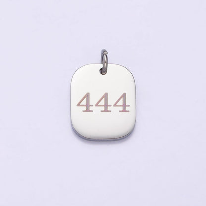 Stainless Steel Angel Number Numerology Engraved 14mm Silver Tag Charm P-579-P-587