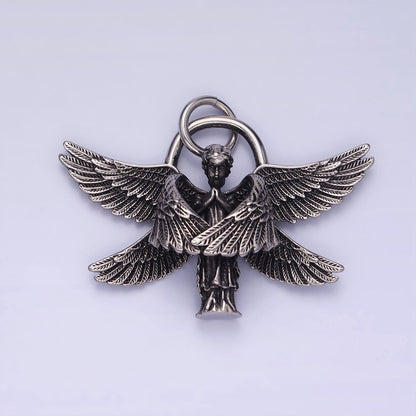 Stainless Steel Angel Wings Pendant Double Wing Charm Antique Silver Dark Pendant P-1369