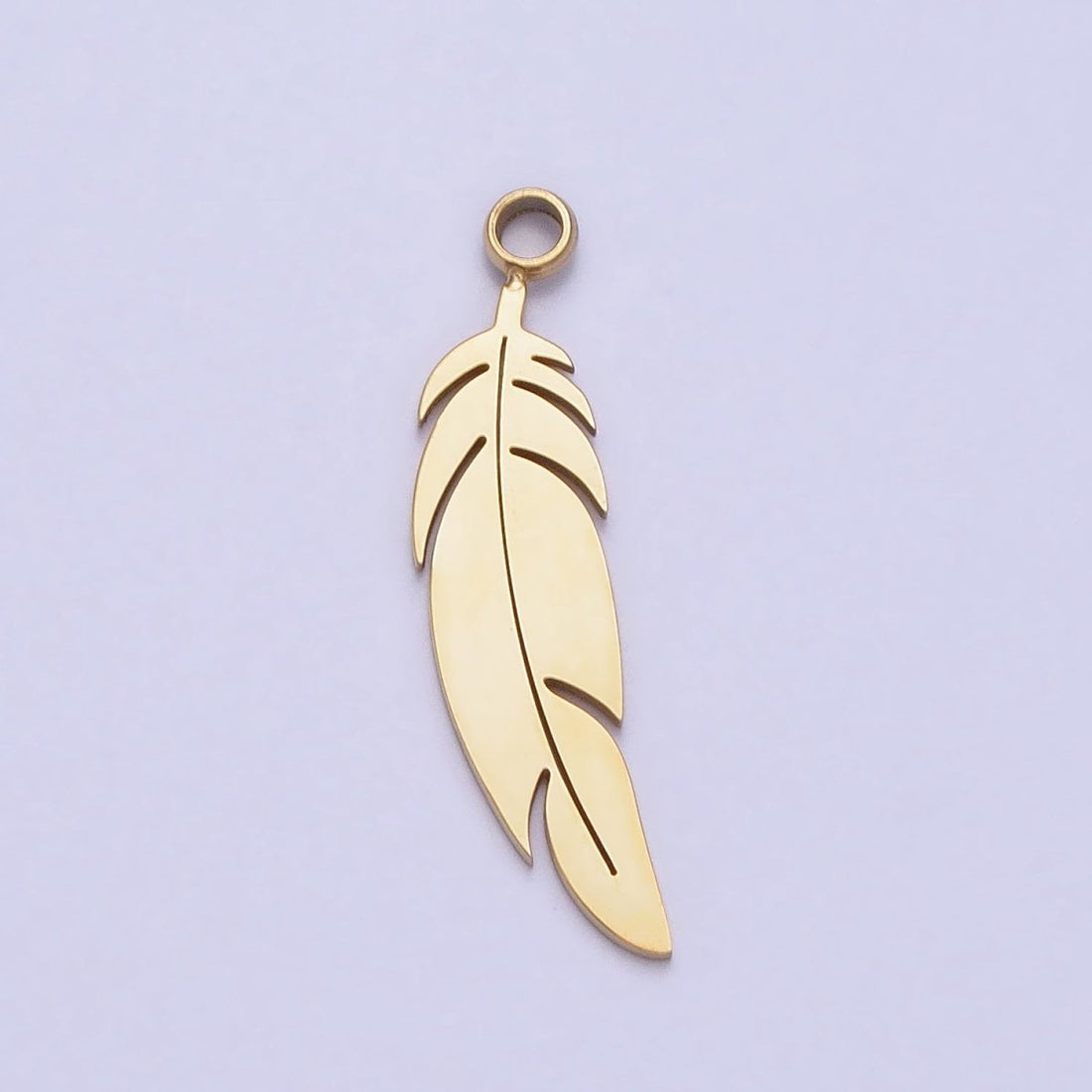 Stainless Steel Animal Feather Nature Leaf Charm in Gold &amp; Silver | P-900