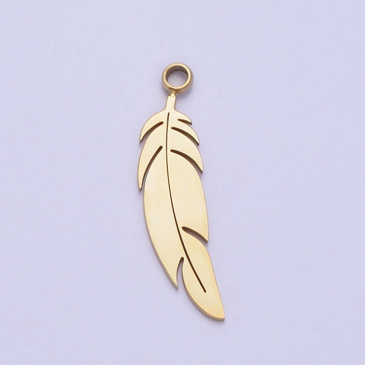 Stainless Steel Animal Feather Nature Leaf Charm in Gold &amp; Silver | P-900