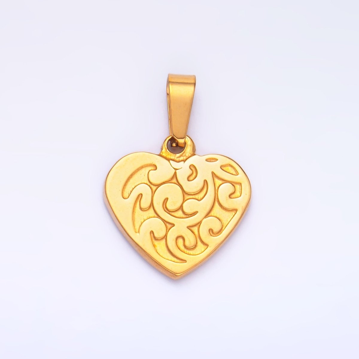 Stainless Steel Artisan Curve Heart Pendant | P1553