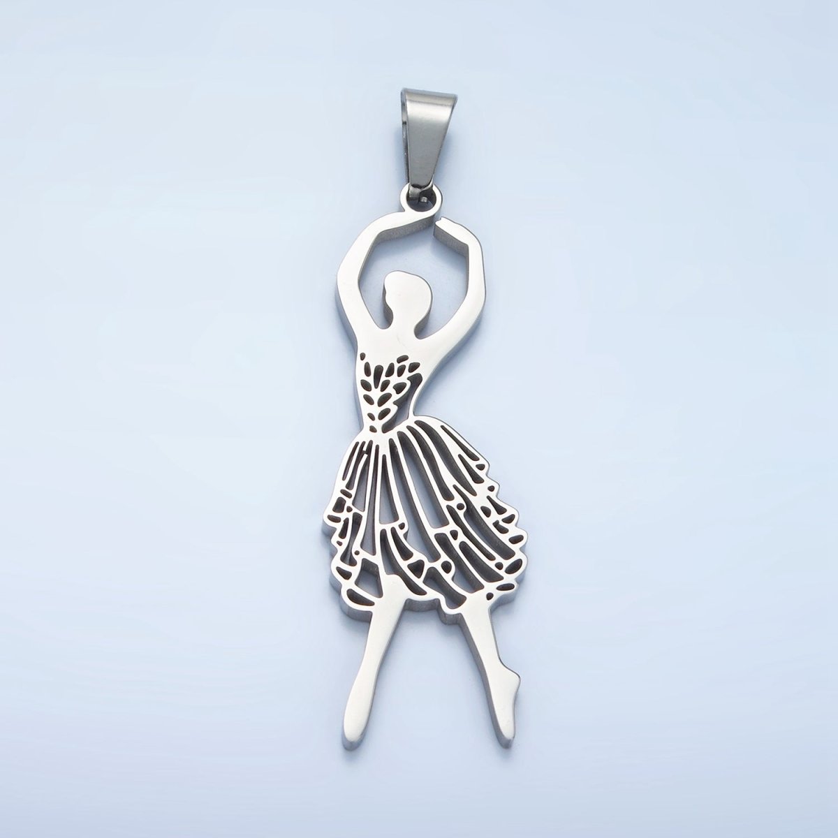 Stainless Steel 50mm Ballerina Ballet Dancing Open Pendant in Gold &amp; Silver | P1485