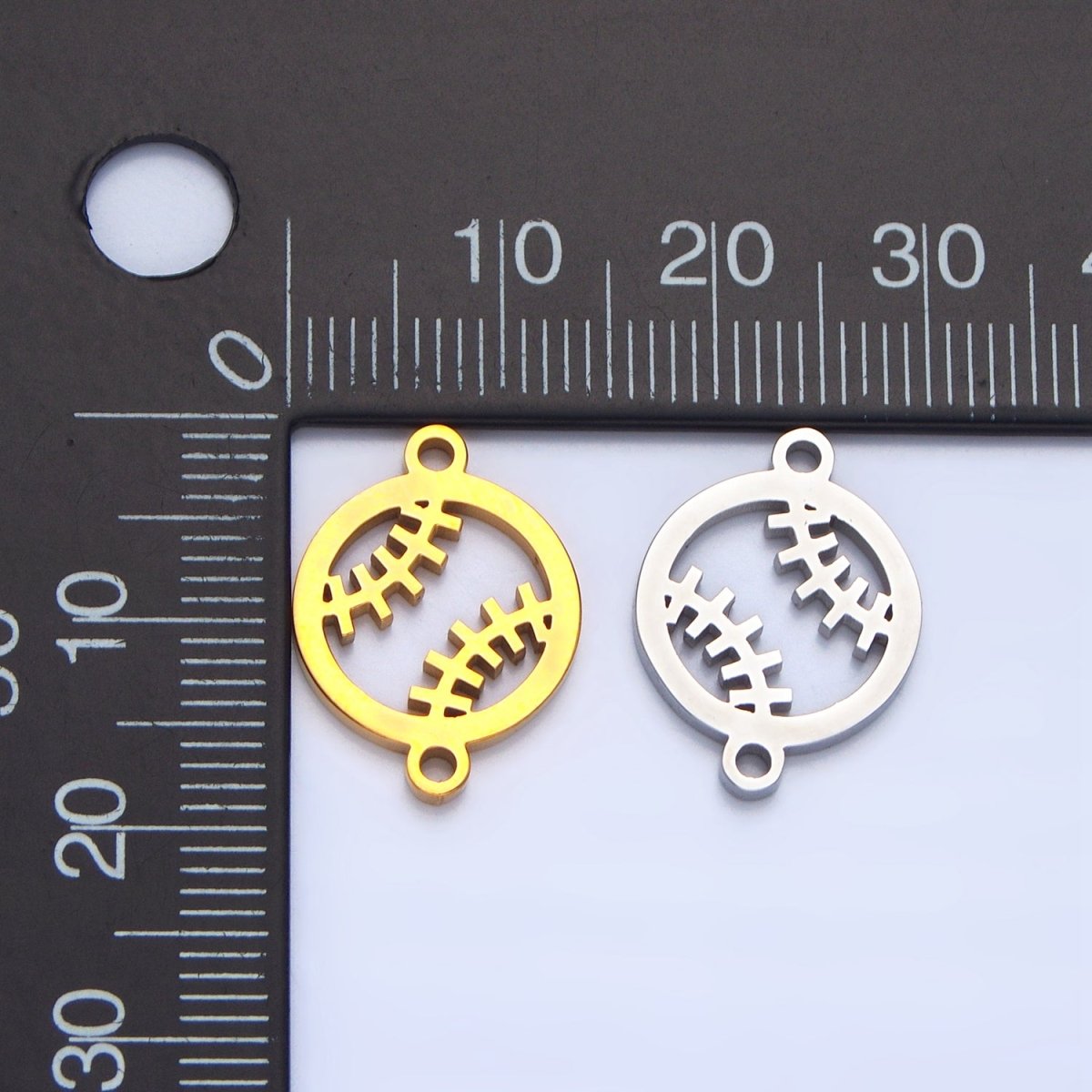 Stainless Steel Baseball Sports Charm Connector in Gold &amp; Silver | G-459