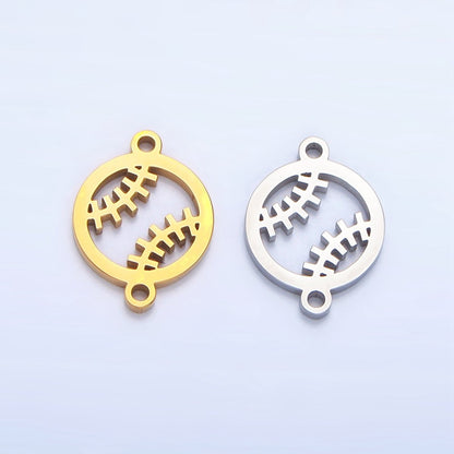Stainless Steel Baseball Sports Charm Connector in Gold &amp; Silver | G-459