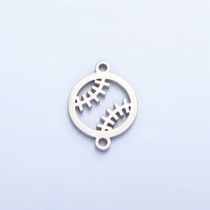 Stainless Steel Baseball Sports Charm Connector in Gold &amp; Silver | G-459