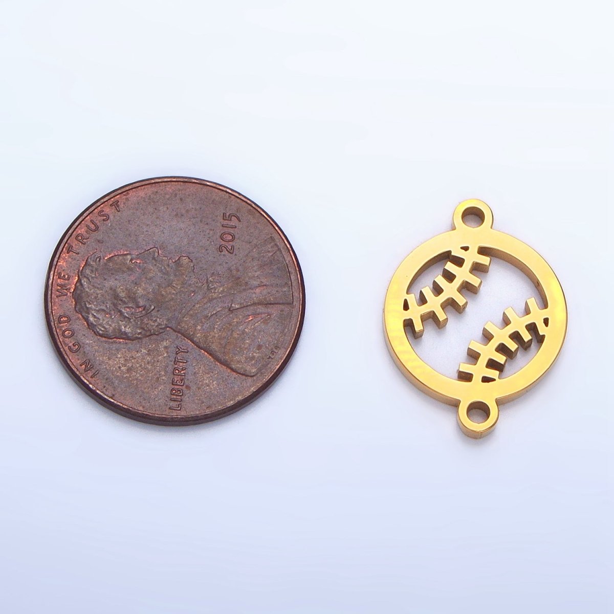 Stainless Steel Baseball Sports Charm Connector in Gold &amp; Silver | G-459