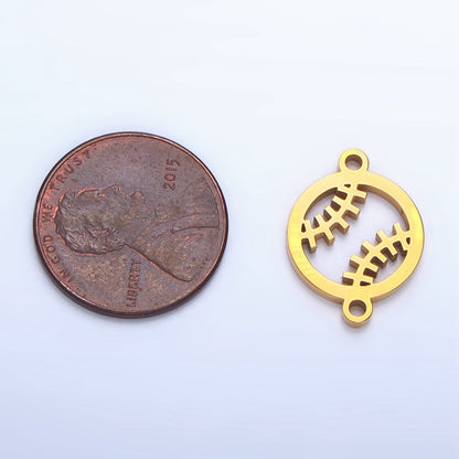 Stainless Steel Baseball Sports Charm Connector in Gold &amp; Silver | G-459