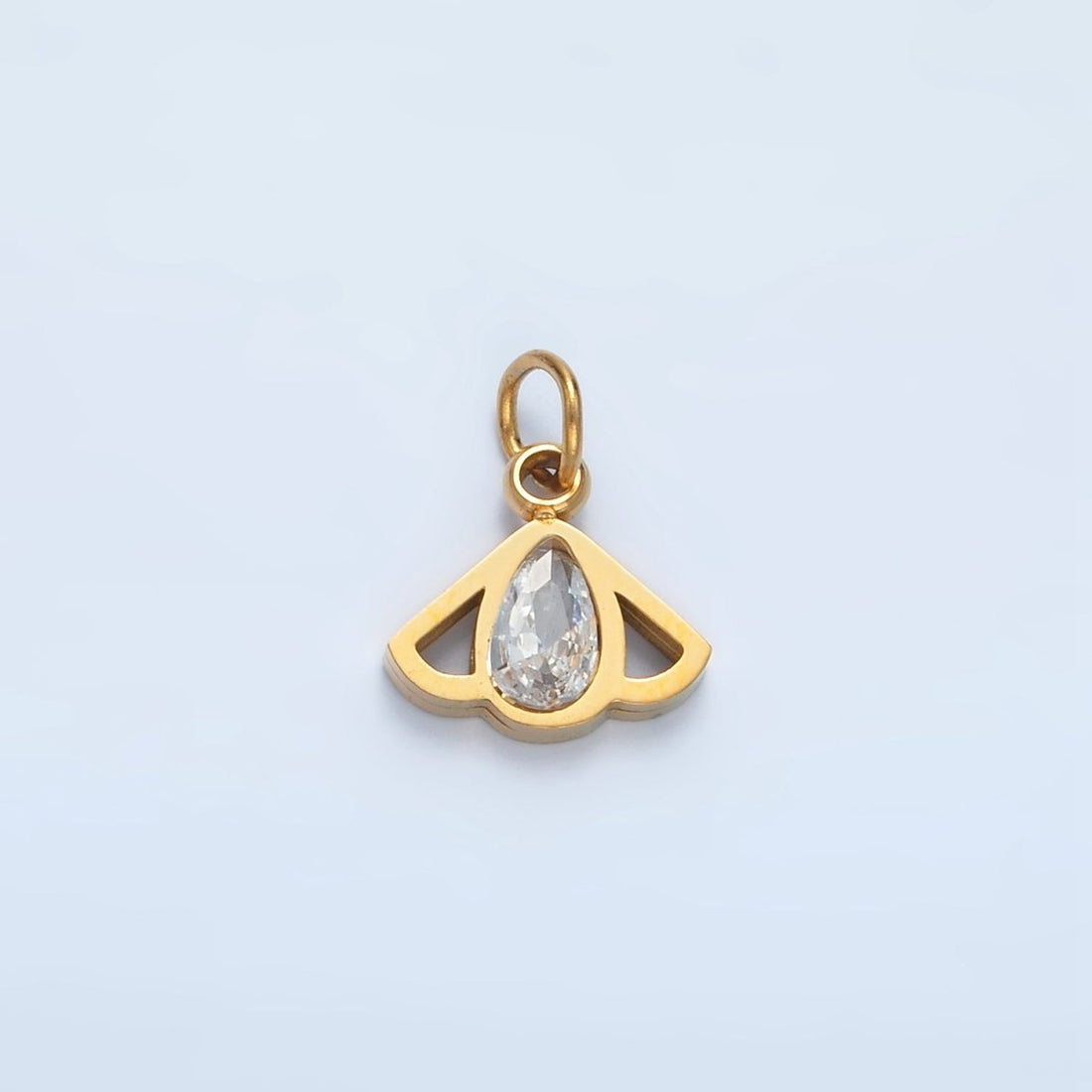 Stainless Steel Bee Insect Clear CZ Teardrop Open Charm | P702