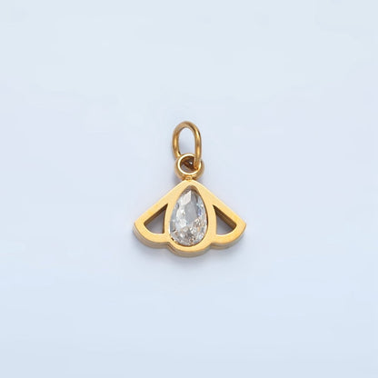 Stainless Steel Bee Insect Clear CZ Teardrop Open Charm | P702