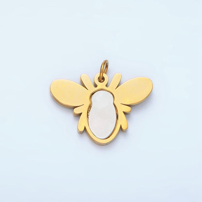 Stainless Steel Bee Insect Shell Pearl Fly Charm | P699