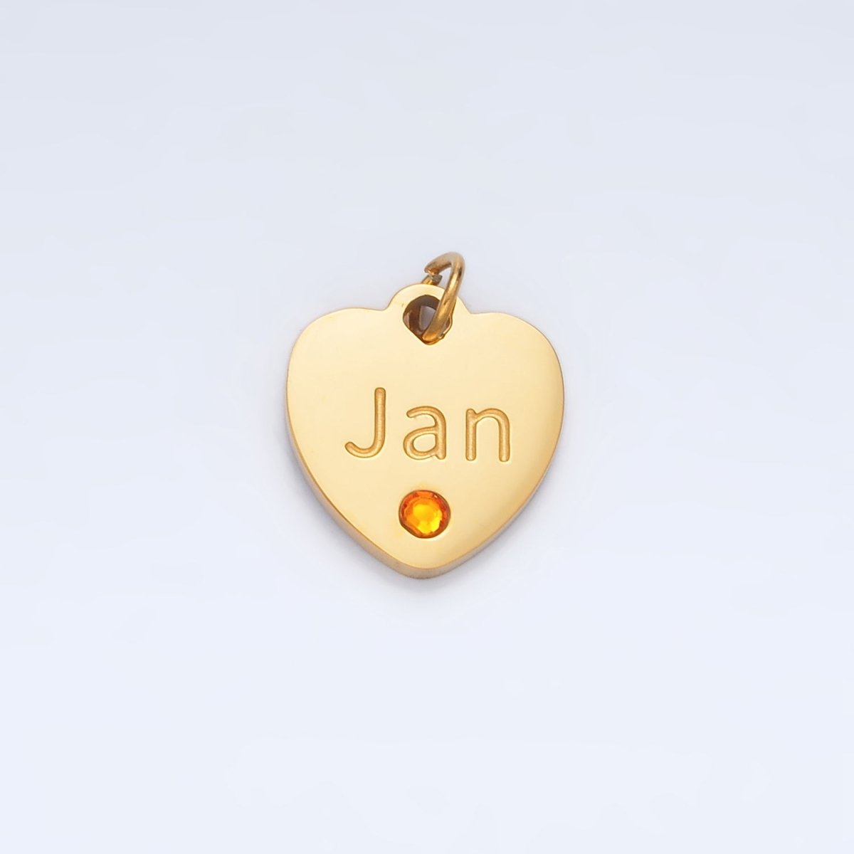 Stainless Steel 12mm Birthstone CZ Month Script Heart Charm | P-A1023-P-A1034