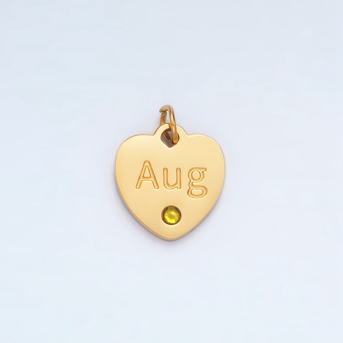 Stainless Steel 12mm Birthstone CZ Month Script Heart Charm | P-A1023-P-A1034
