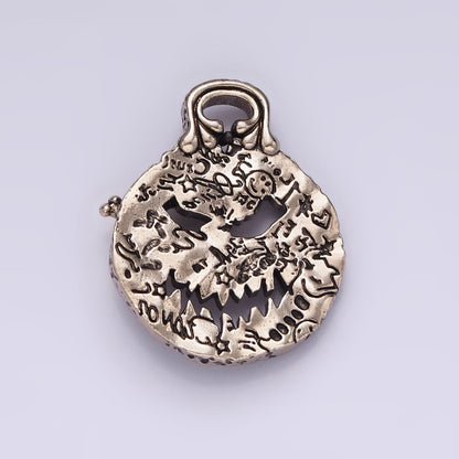 14K Gold Filled Skeleton Engraved Script Hammered Mixed Metal Pendant | P862