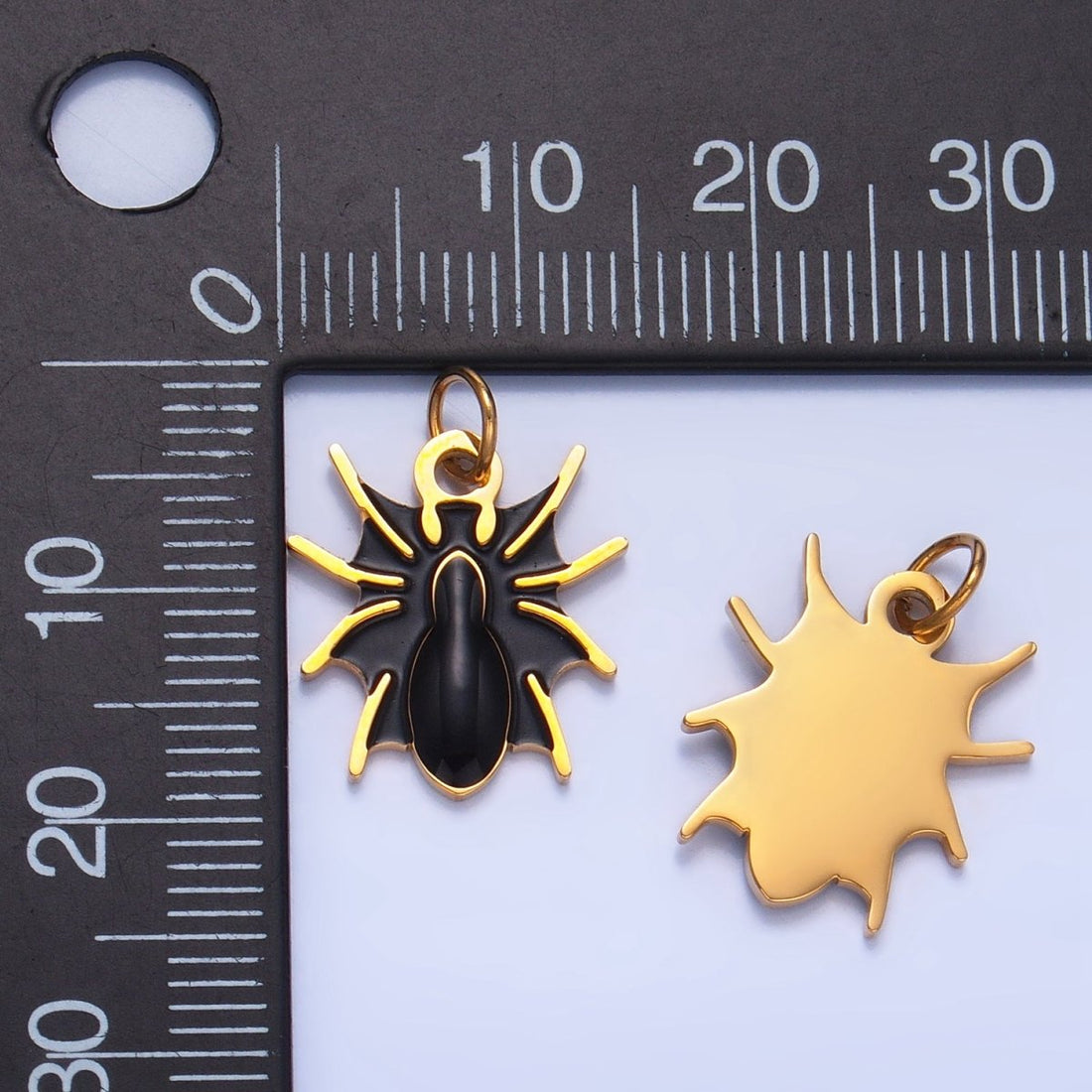 Stainless Steel Black Enamel Black Widow Spider Animal Charm | P1526