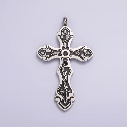 Stainless Steel Black Holy Spirit Sword Artisan Wave Baptism Passion Cross Pendant in Gold &amp; Silver | P-667 ~ P-668
