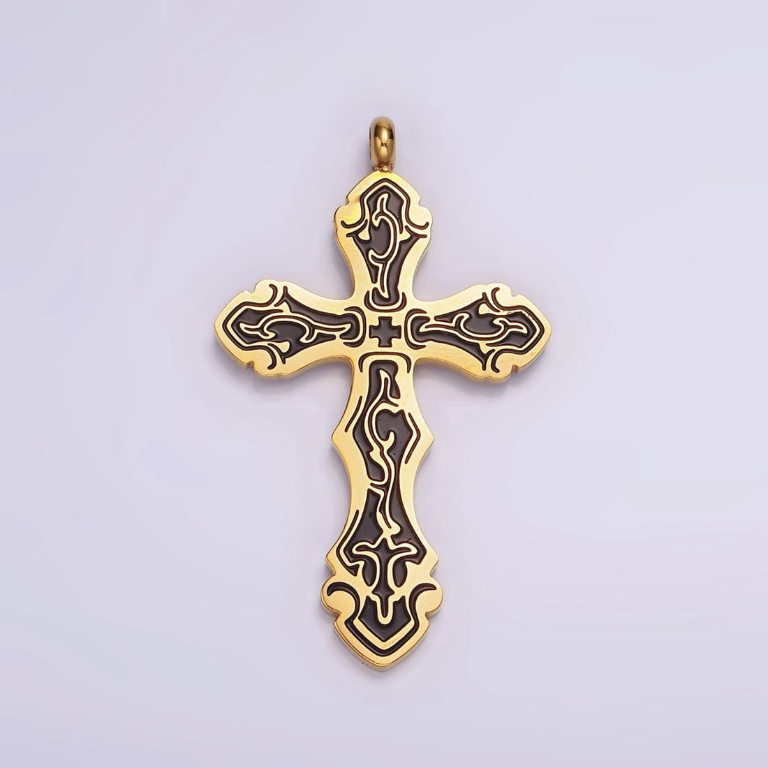 Stainless Steel Black Holy Spirit Sword Artisan Wave Baptism Passion Cross Pendant in Gold &amp; Silver | P-667 ~ P-668