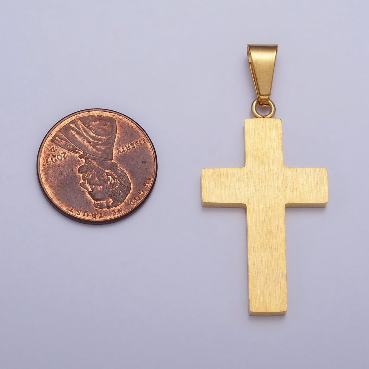 Stainless Steel Black Latin Cross Religious 43.5mm Pendant in Gold &amp; Silver | P-1125