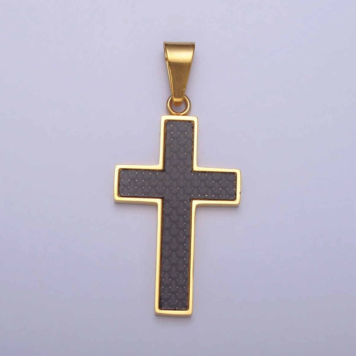 Stainless Steel Black Latin Cross Religious 43.5mm Pendant in Gold &amp; Silver | P-1125