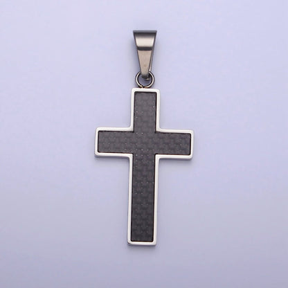 Stainless Steel Black Latin Cross Religious 43.5mm Pendant in Gold &amp; Silver | P-1125