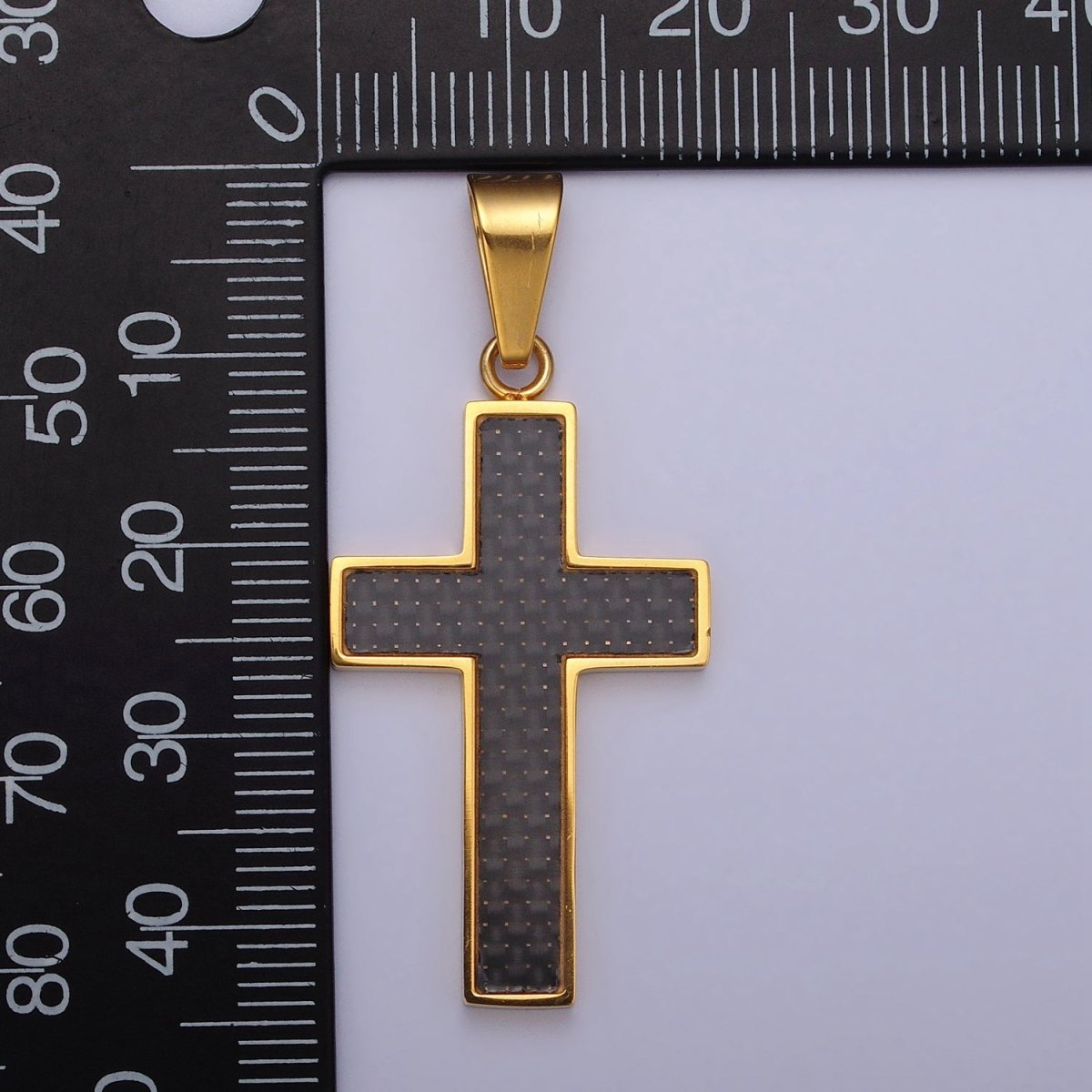 Stainless Steel Black Latin Cross Religious 43.5mm Pendant in Gold &amp; Silver | P-1125