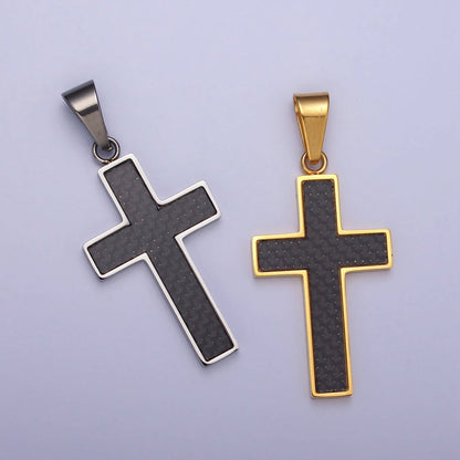 Stainless Steel Black Latin Cross Religious 43.5mm Pendant in Gold &amp; Silver | P-1125