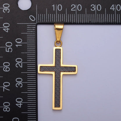Stainless Steel Black Latin Cross Religious 44mm Pendant in Gold &amp; Silver J-570 J-574
