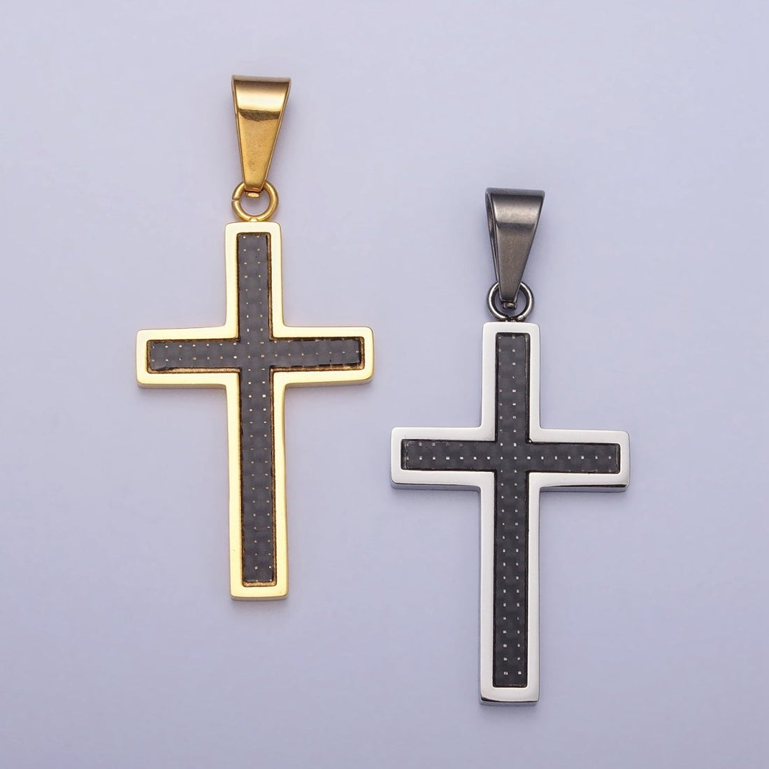 Stainless Steel Black Latin Cross Religious 44mm Pendant in Gold &amp; Silver J-570 J-574