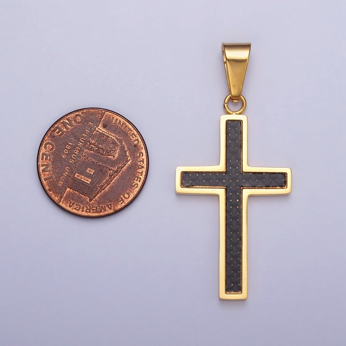 Stainless Steel Black Latin Cross Religious 44mm Pendant in Gold &amp; Silver J-570 J-574