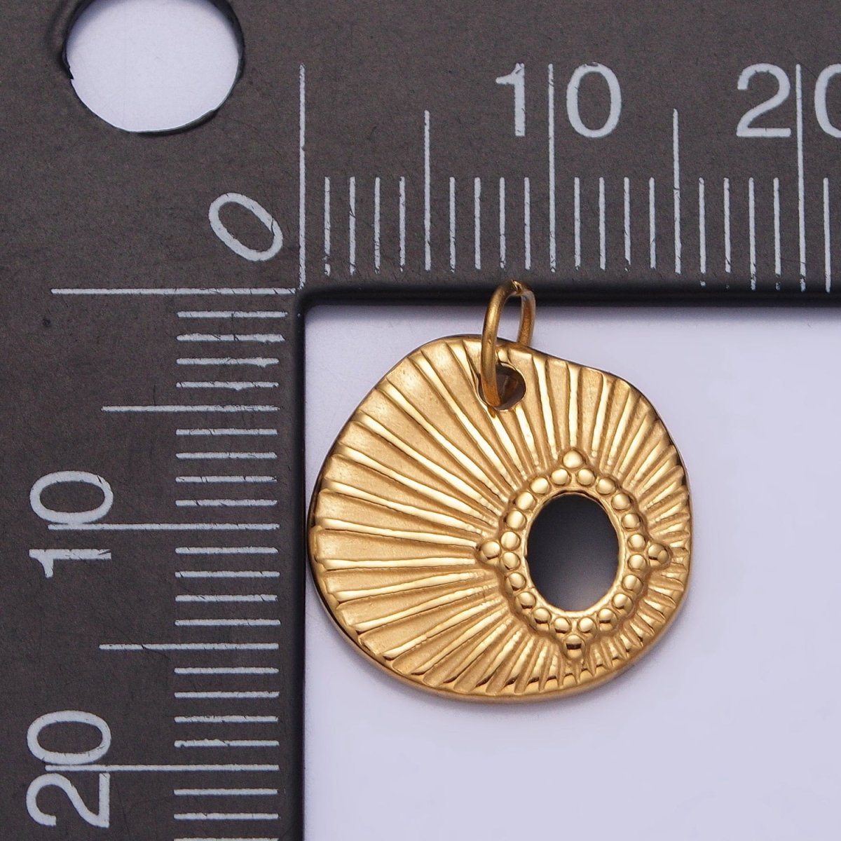 Stainless Steel Black Oval Abstract Sunburst Charm in Gold &amp; Silver | P-1228