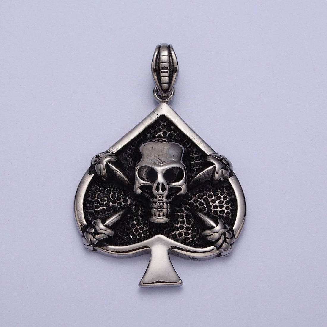Stainless Steel Black Pirate Skull Ace of Space Pendant in Gold &amp; Silver | J-168 X-660