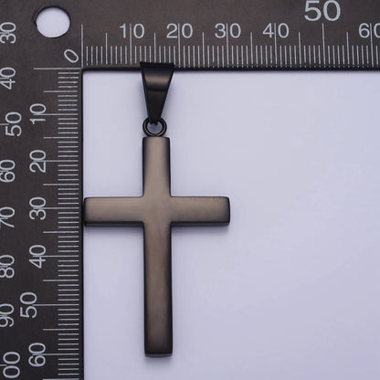 Stainless Steel Black Religious Cross Masculine Minimalist Pendant | P-1161