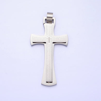 Stainless Steel Blue, Black, White Religious Curved Pattee Cross Lord&