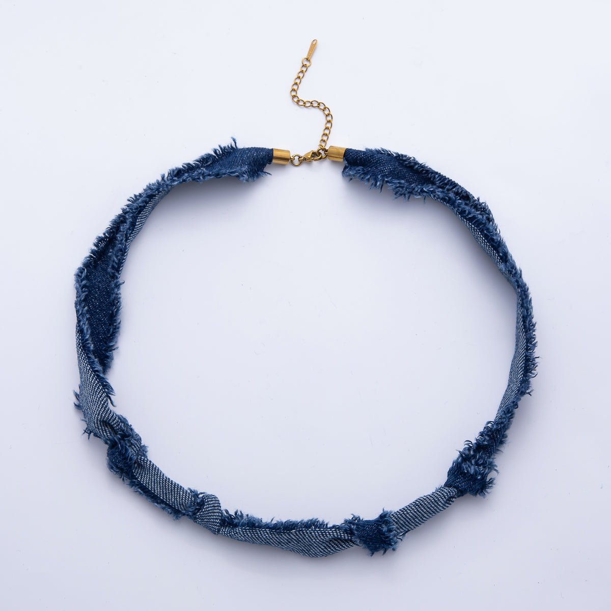 Stainless Steel Blue Denim Knot Handmade Scarf 19 Inch Necklace w. Extender | WA-1755 WA-1761 WA-1762