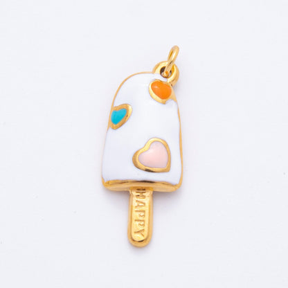 Stainless Steel Blue, Pink, Purple, Multicolor Enamel Popsicle Ice Cream Charm | J448 J452