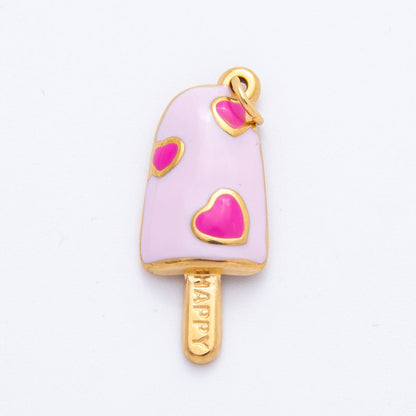 Stainless Steel Blue, Pink, Purple, Multicolor Enamel Popsicle Ice Cream Charm | J448 J452