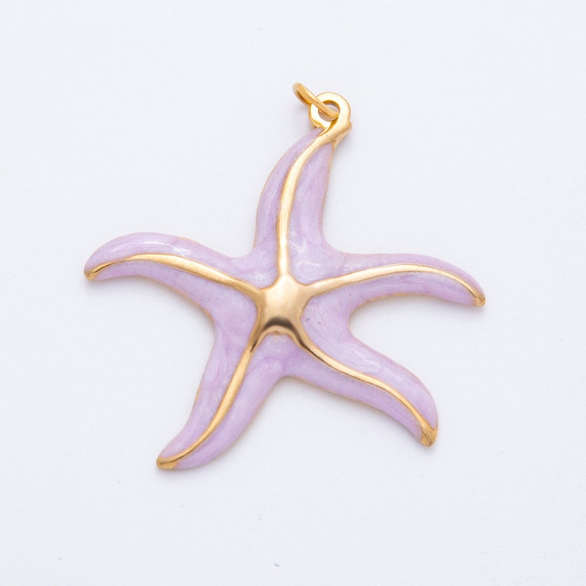 Stainless Steel Blue, Purple, Orange, Green Enamel Shell Pearl Starfish Charm | J493 J494