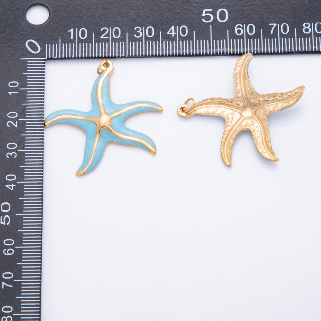 Stainless Steel Blue, Purple, Orange, Green Enamel Shell Pearl Starfish Charm | J493 J494