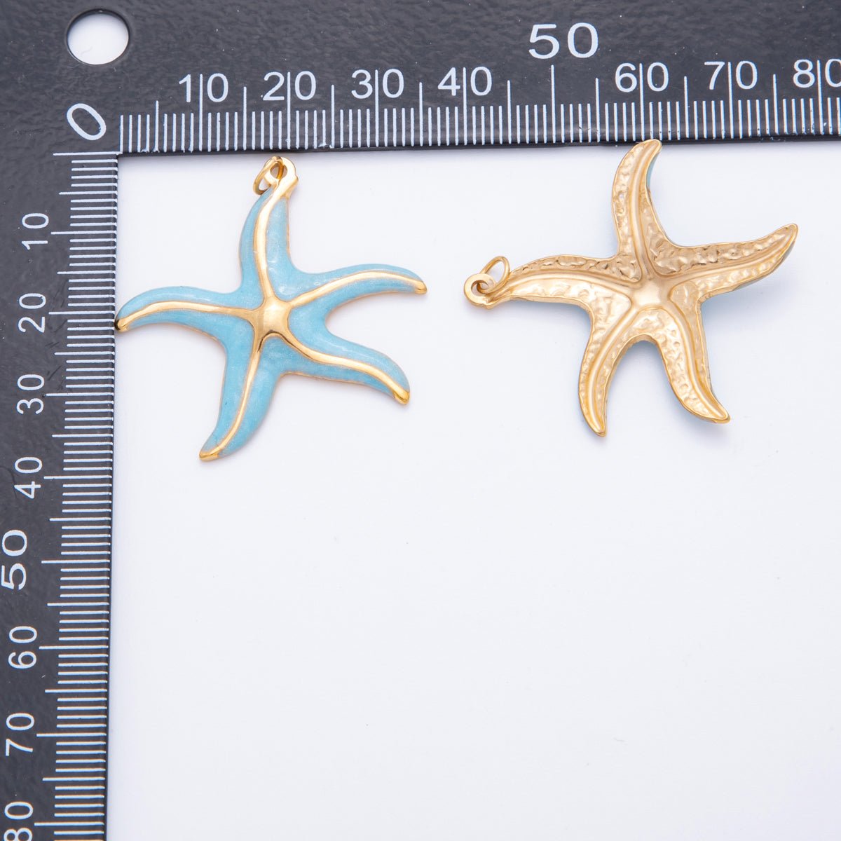 Stainless Steel Blue, Purple, Orange, Green Enamel Shell Pearl Starfish Charm | J493 J494