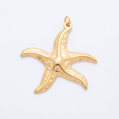 Stainless Steel Blue, Purple, Orange, Green Enamel Shell Pearl Starfish Charm | J493 J494