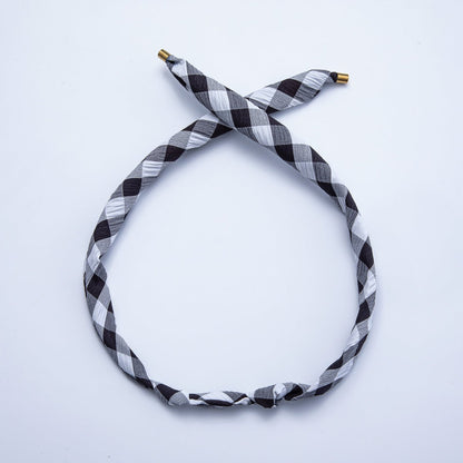 Stainless Steel Blue, Red, Black Knotted Gingham Vintage Bandana Scarf Necklace | WA-1279 ~ WA-1374