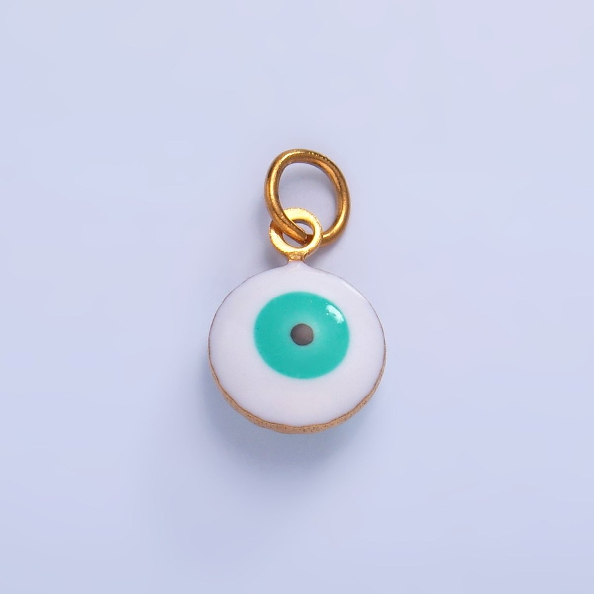 Stainless Steel 8mm Blue, White Evil Eye Enamel Round Mini Charm in Gold &amp; Silver | P729 P731