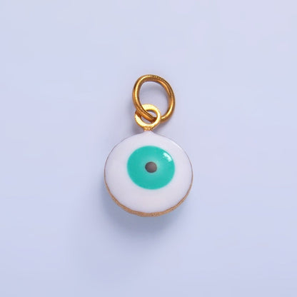 Stainless Steel 8mm Blue, White Evil Eye Enamel Round Mini Charm in Gold &amp; Silver | P729 P731