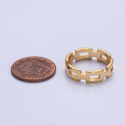 Stainless Steel Boxy Cable Chain Link Ring in Gold &amp; Silver | O-1657~O-1664