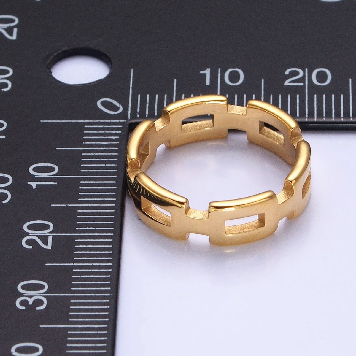 Stainless Steel Boxy Cable Chain Link Ring in Gold &amp; Silver | O-1657~O-1664