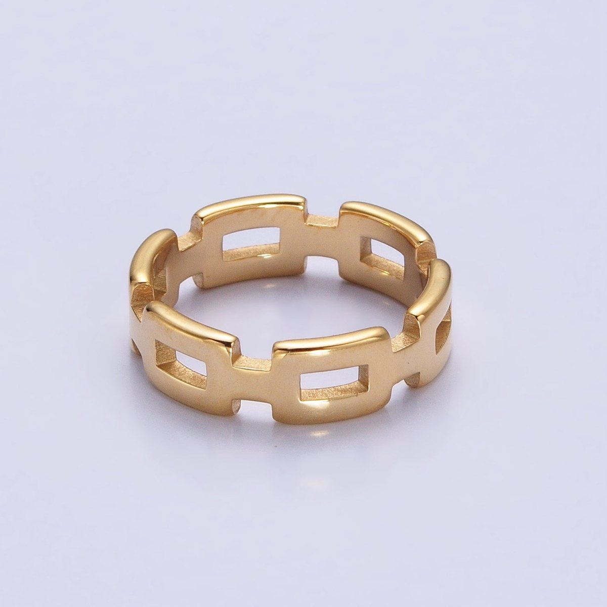 Stainless Steel Boxy Cable Chain Link Ring in Gold &amp; Silver | O-1657~O-1664